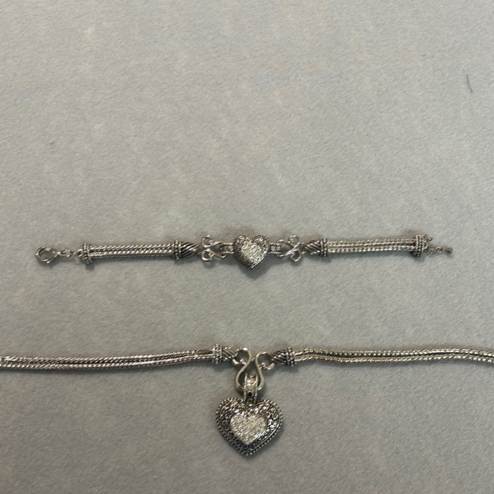 Lia Sophia Silver Heart Pendant Necklace and Bracelet Set - Picture 2 of 8